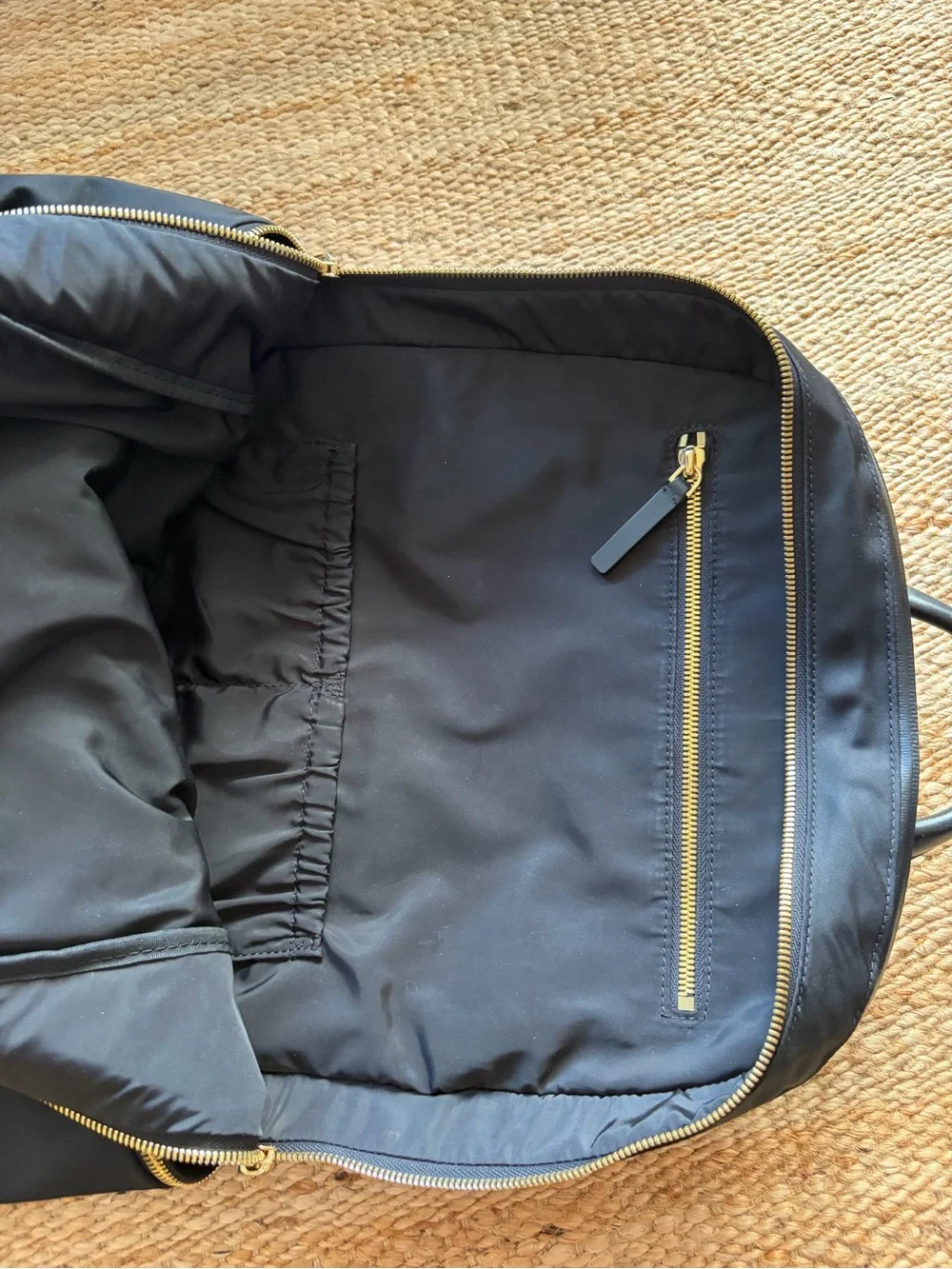 Italic Black Nylon Laptop Backpack with Gold Hardware